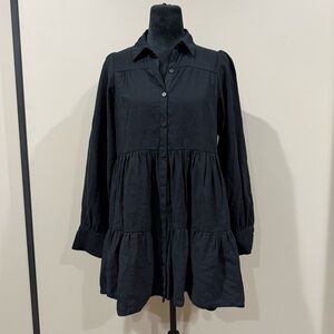 Zara Elegant Black Tiered Shirt Dress